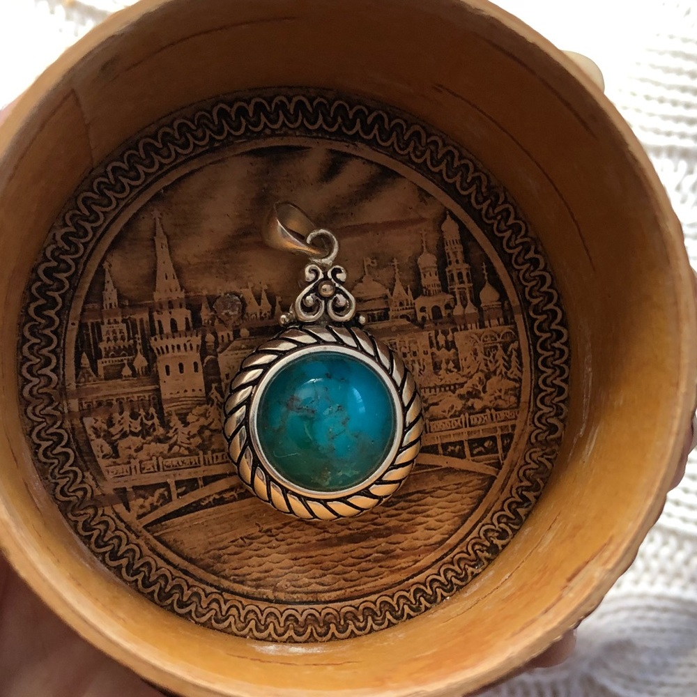 SALE Sterling Silver and Turquoise Pendant